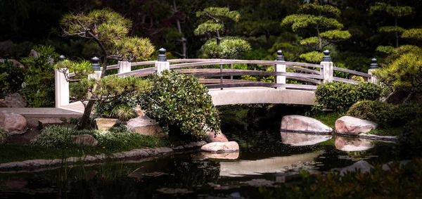 Serene trädgård Bridge — Stockfoto