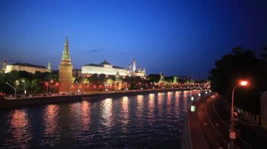 Gece, Moskova Kremlin görüntülemek Moskova Nehri, Rusya Federasyonu