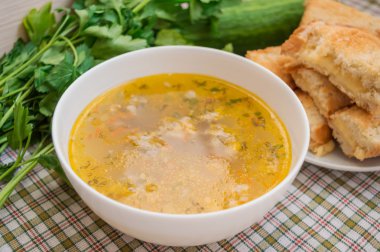 Çorba köfte ve peynirli tost