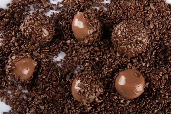 Brigadeiro.Traditional brazilian sweet chocolate. Granulated chocolate