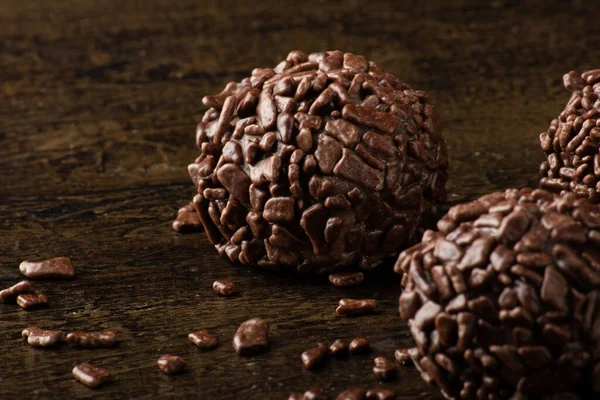 Brigadeiro Tradicional Chocolate Dulce Brasileño Chocolate Granulado — Foto de Stock
