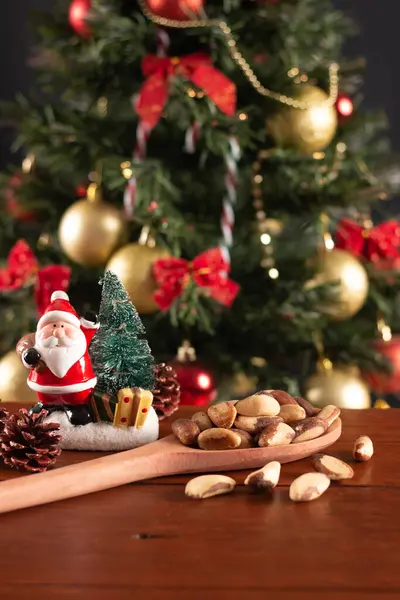 Castanhas Comida Tradicional Natal Festa Natal Decoração — Fotografia de Stock