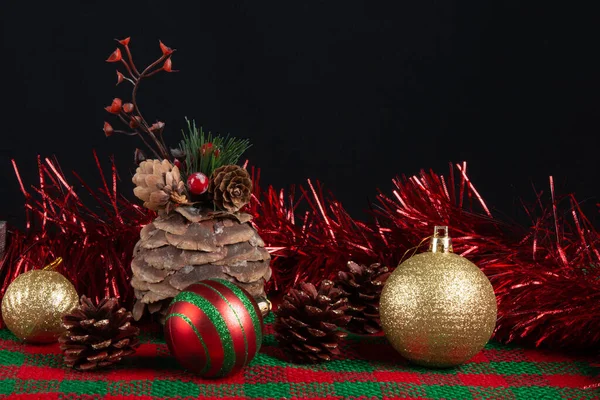 Decoração Natal Com Fundo Preto Festa Natal — Fotografia de Stock