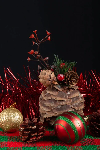 Decoração Natal Com Fundo Preto Festa Natal — Fotografia de Stock