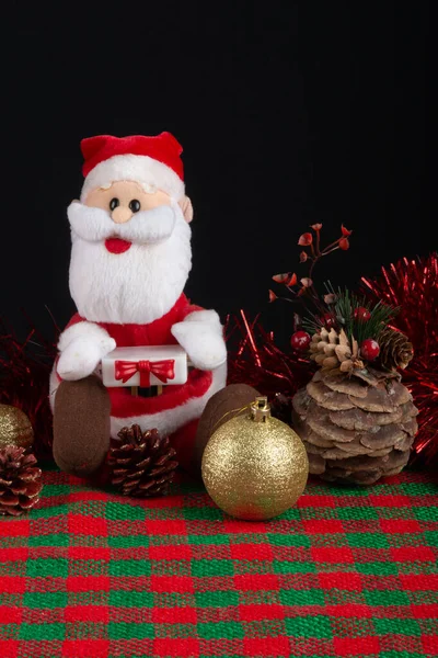 Decoração Papai Noel Com Fundo Preto Festa Natal — Fotografia de Stock