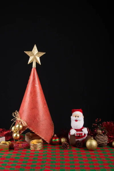 Decoração Papai Noel Com Fundo Preto Festa Natal — Fotografia de Stock