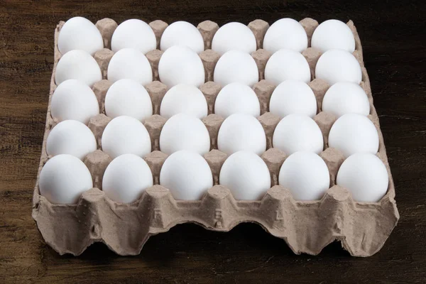 Cartouche Con Huevos Pollo Blanco — Foto de Stock