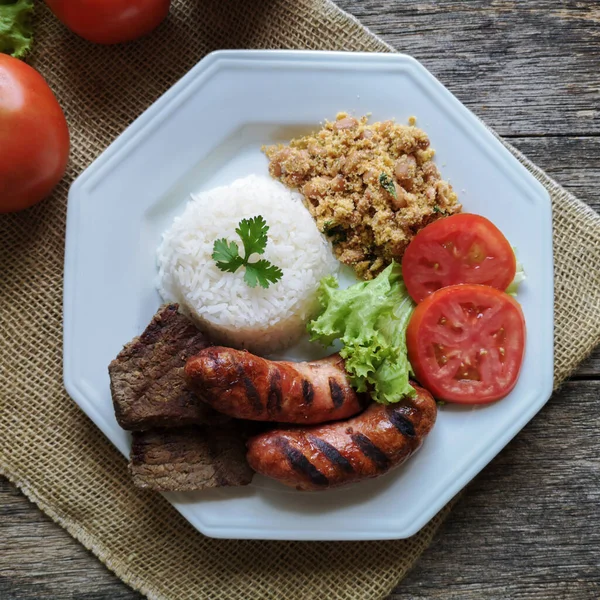 Prato Comida Churrasco Brasileiro — Fotografia de Stock