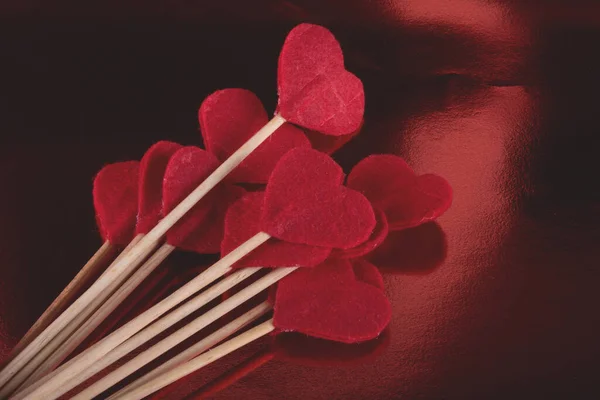 San Valentino Sfondo Con Cuori Sfondo Rosso — Foto Stock