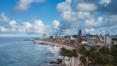 Salvador Bahia Brezilya 'daki Barra sahilinin havadan çekilmiş fotoğrafı..