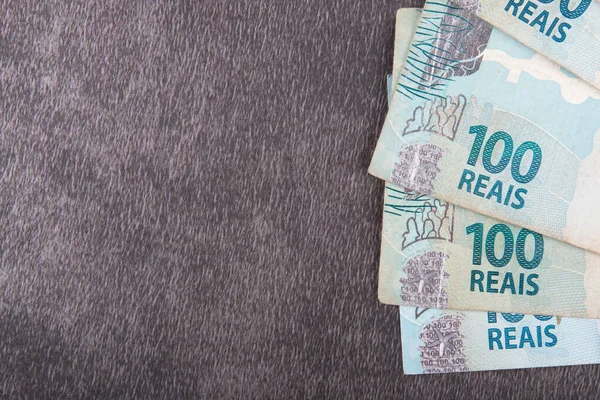 Honderd Braziliaanse Reais Bankbiljetten Met Kopieerruimte — Stockfoto