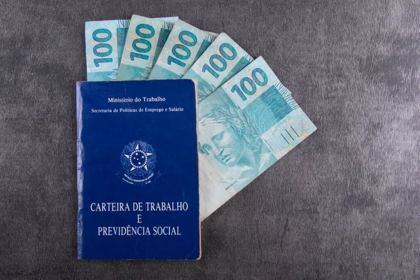 Braziliaanse Werkkaart Met Echte Notities Kopieerruimte — Stockfoto