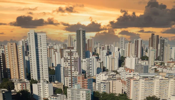 Aerial drone view. View of buildings. Urban density.