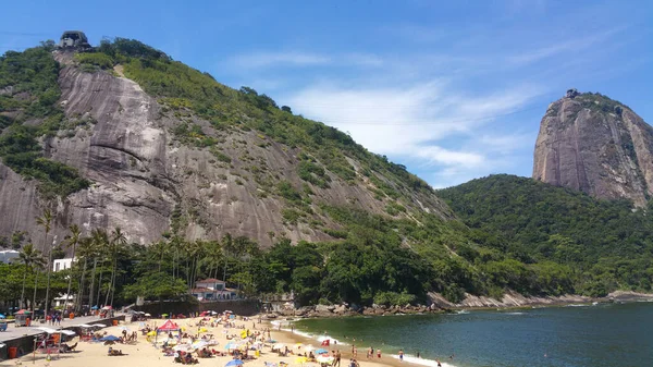 View Red Beach Sugarloaf Mountain Background Rio Janeiro Brazil — Stock Photo, Image
