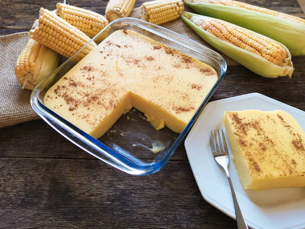 Canjica Comida Típica Brasileira Feita Milho — Fotografia de Stock