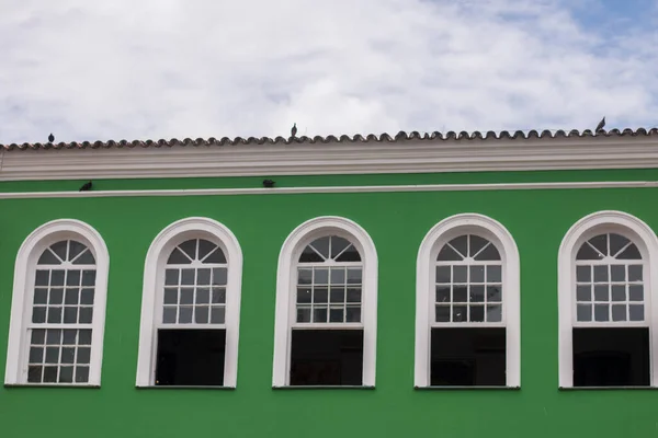 Facciata Colorata Casa Pelourinho Bahia Brasile — Foto Stock