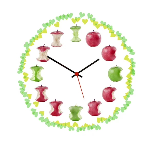Orologio con le mele rosse — Foto Stock