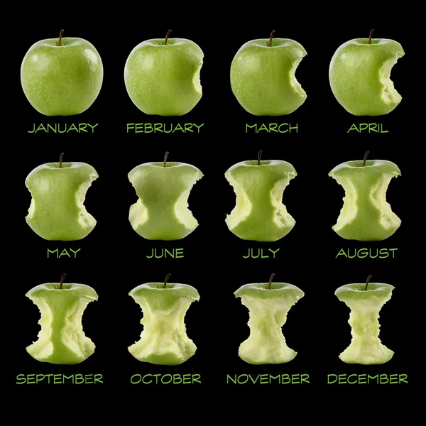 Calendar of green apple — Stock Photo, Image