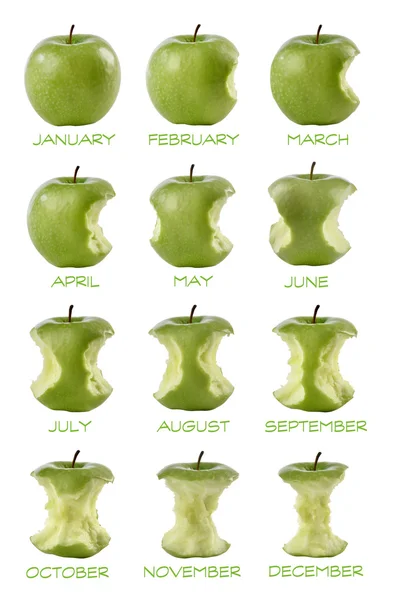 Sequenza di dodici mele mangiate — Photo