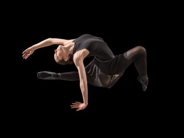 Balerin dansçı siluet Studio'da ısınma kadar uzanan