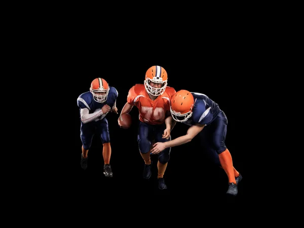 American football players in action on stadium with ball isolated — Stock Photo, Image