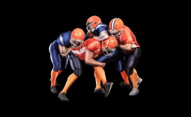 İzole rekabetçi oyun sırasında top ile Amerikan futbolu oyuncusu