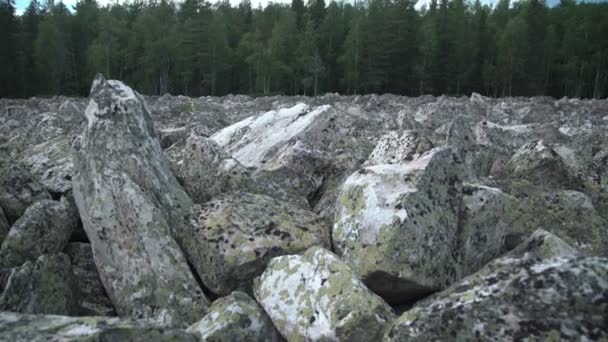 De rivier van de stenen in de Oeral — Stockvideo