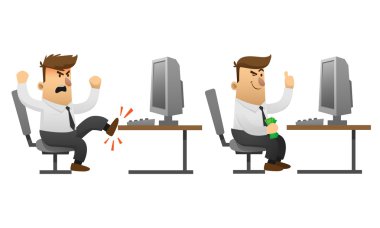 Başarı ve başarısızlık işadamı çizgi film karakteri