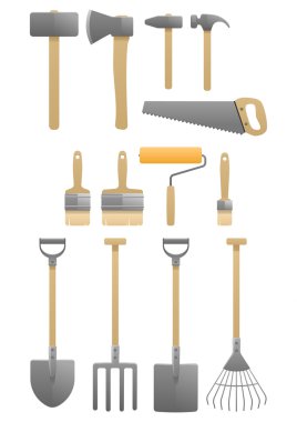 Fırça aracı set ax çekiç kürek