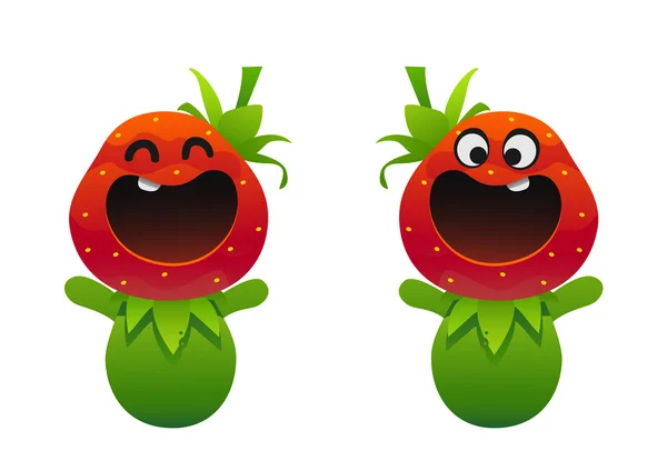 Lindo personaje de fruta de fresa con sonrisa feliz — Vector de stock