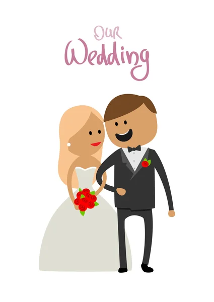 Marido e mulher no casamento de flores de felicidade — Vetor de Stock