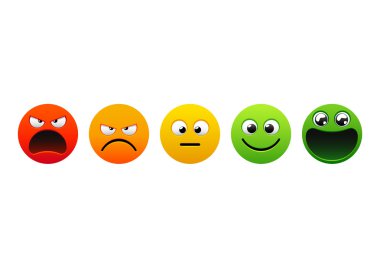 Emoji kümesi. Beyaz arka plan üzerinde izole vektör çizim