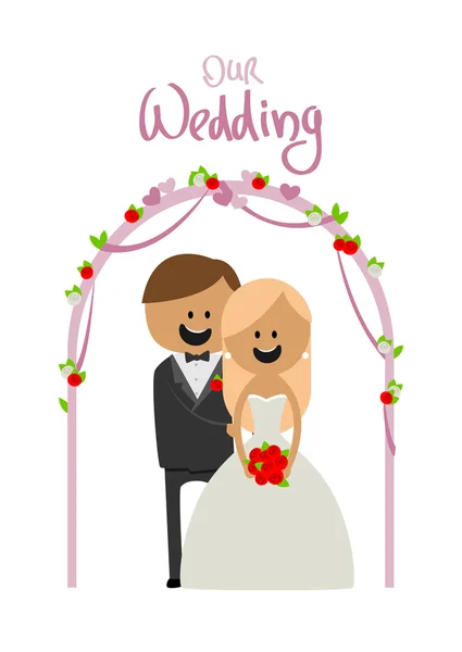 The bride and groom at a wedding the altar — Stock Vector