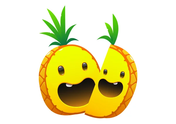 Piña deliciosa jugosa caricatura brillante dos caras — Vector de stock