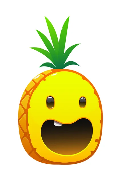 Ananas pyszne soczyste jasny kreskówka twarz — Wektor stockowy