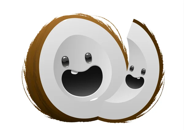 Счастливый персонаж мультфильма из плодов кокосового ореха — стоковый вектор