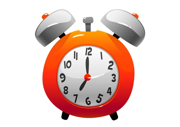 Rojo hermoso reloj despertador aislado — Vector de stock