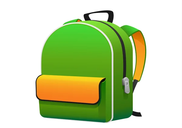 Okul için parlak yeşil sarı sırt çantası — Stok Vektör