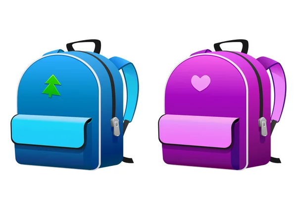 Roze en blauwe rugzakken voor school — Stockvector