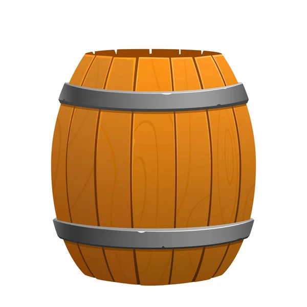 Wooden brown barrel on a white background — Stock Vector