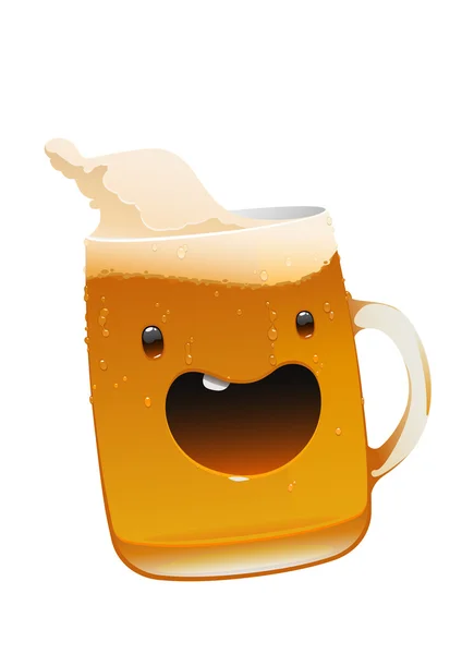 Character delicious mug of fresh cold beer — Stock Vector