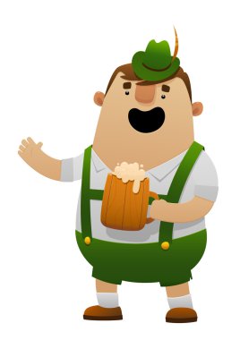 Vektör çizim karikatür oktoberfest bira adamla