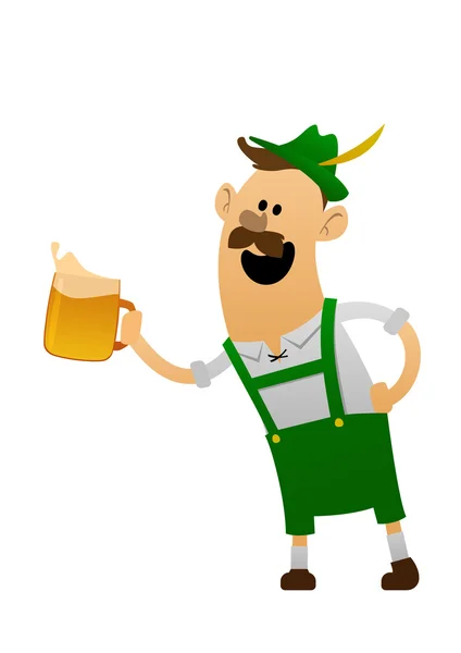 Vektorové ilustrace kreslené oktoberfest zábava muž s pivem — Stockový vektor