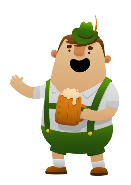 Illustrazione vettoriale del cartone animato Oktoberfest uomo con birra — Vettoriale Stock