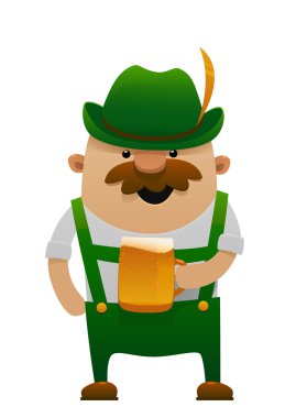 Vektör çizim karikatür oktoberfest bira adamla eğlenceli