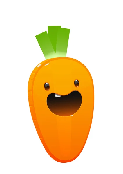 Karakter kartun wortel juicy terang pada latar belakang putih - Stok Vektor