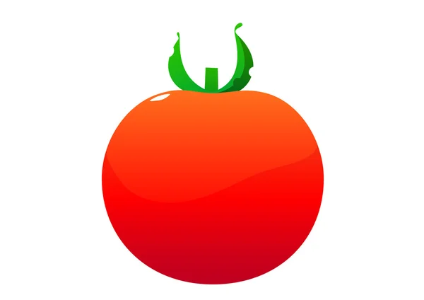 Dibujos animados de tomate jugoso brillante sobre fondo blanco — Vector de stock