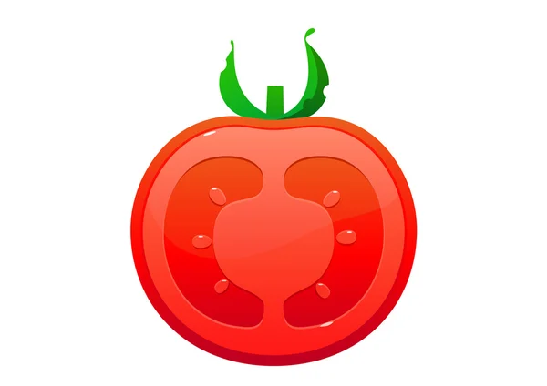 Světlé šťavnaté rajče kreslené nad bílým pozadím — Stockový vektor