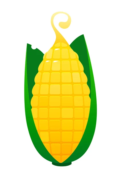 Lumineux juteux maïs dessin animé sur fond blanc — Image vectorielle