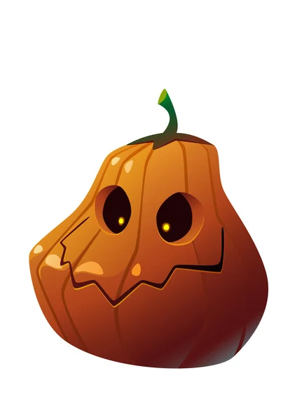 Calabaza de Halloween con cara de miedo en blanco — Vector de stock